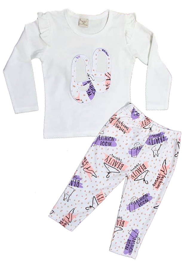 Đồ bộ tay dài phối bèo nhúng cho bé gái 12-27kg