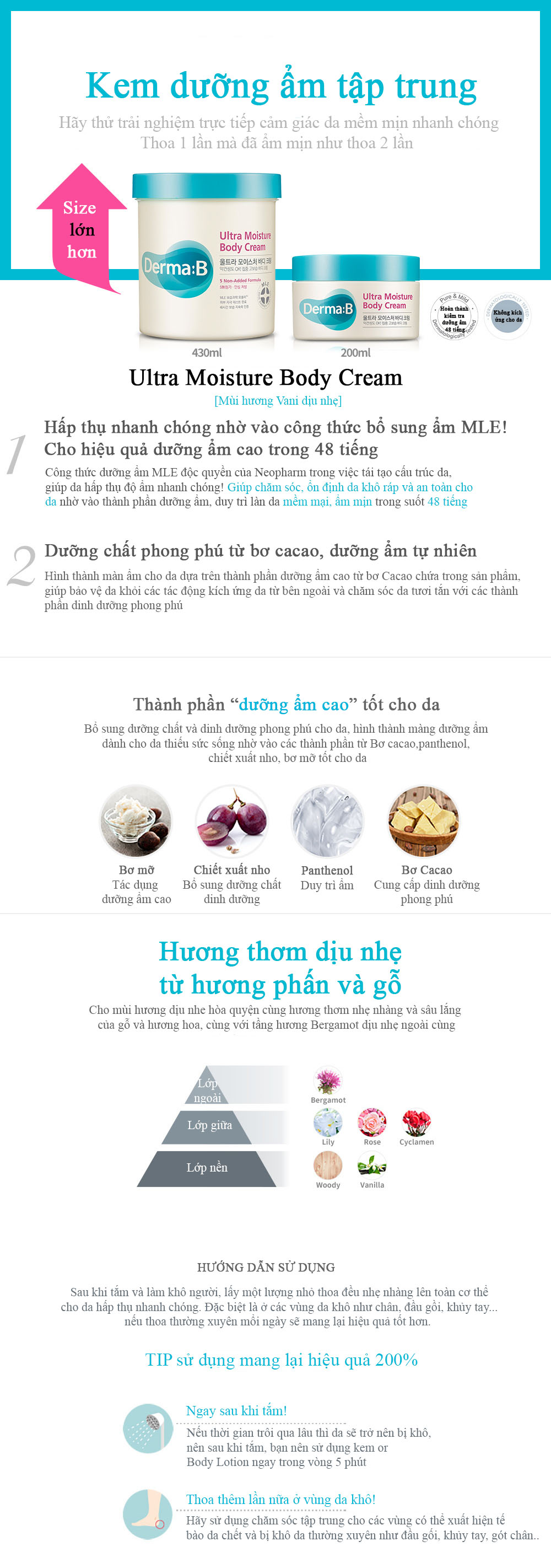 Derma:B Ultra Moisture Body Cream 430ml