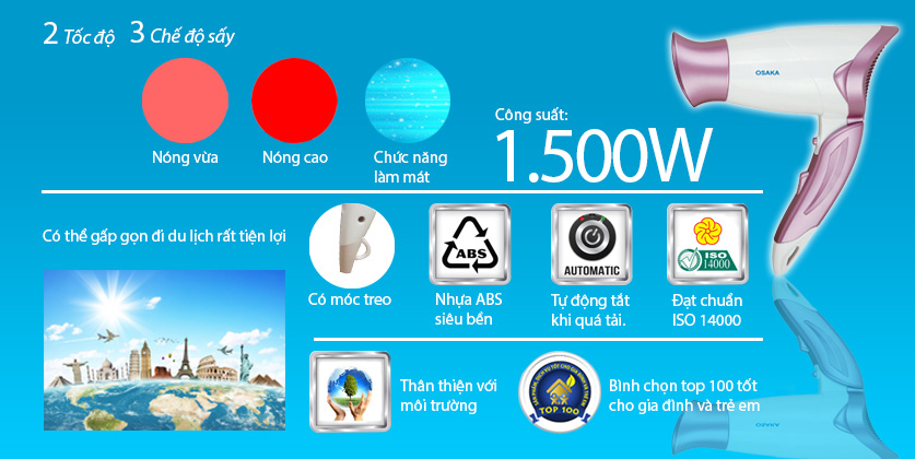 Máy Sấy Tóc Osaka HC316 (1500W)