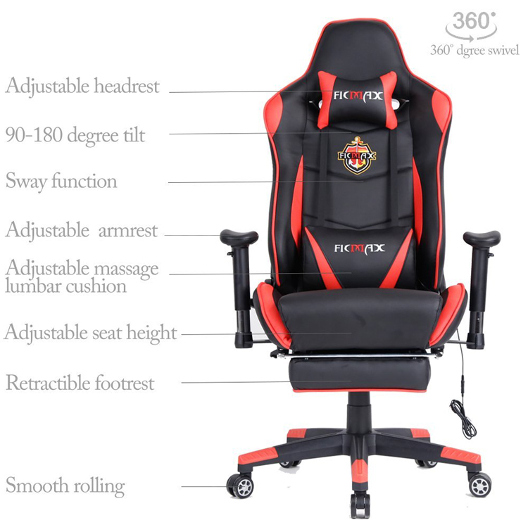 Ghế Chơi Game Ficmax FX-006 Massage - Hàng Chính Hãng