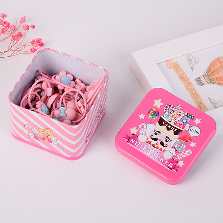 Hộp 40 dây cột tóc hoạt hình cho bé gái (màu ngẫu nhiên)