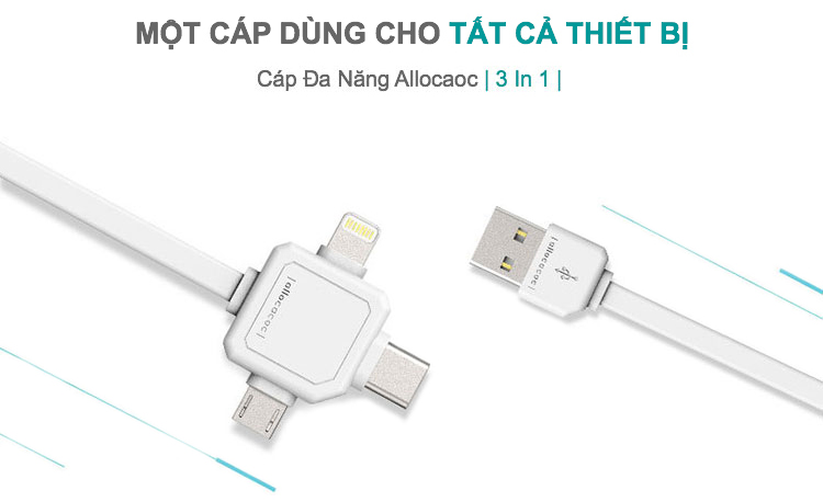 Cáp USB Type-C 3 In 1 Allocacoc - Hàng Nhập Khẩu