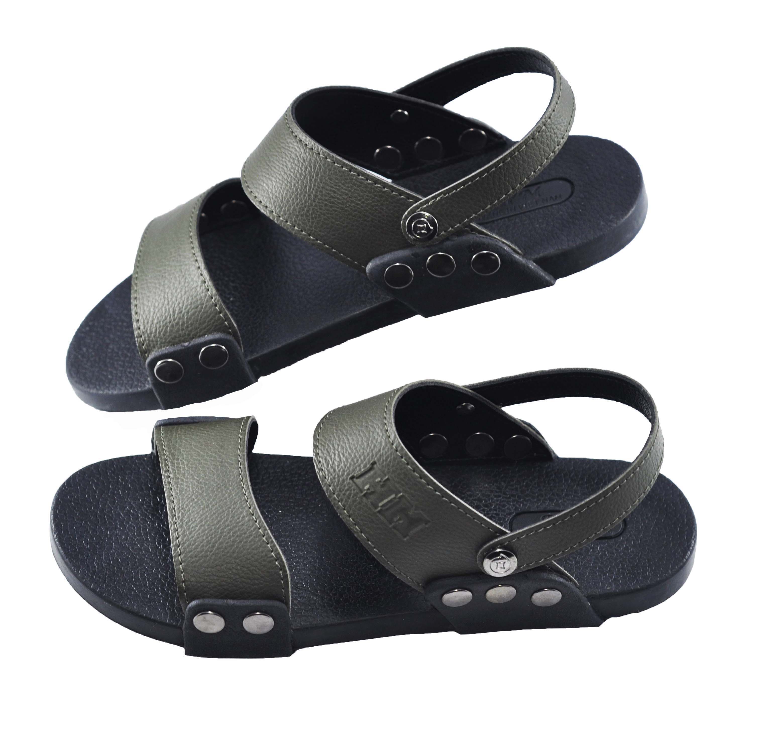 Dép quai hậu nam da PU mềm êm chân - TPU-61A (Xanh rêu)