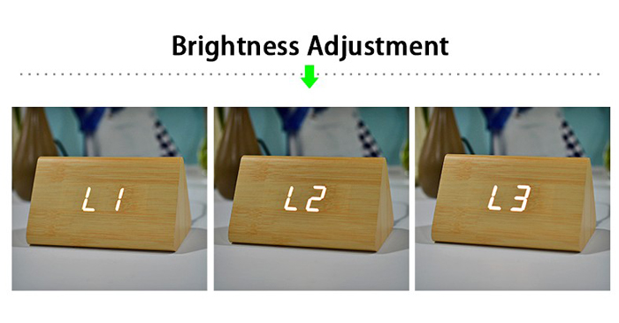 Đồng Hồ Gỗ Báo Thức (Wood LED Digital Desk Alarm)