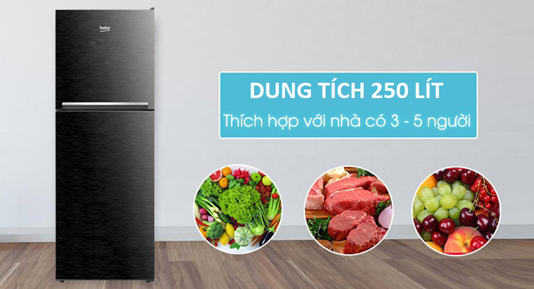 Tủ Lạnh Inverter Beko RDNT250I50VWB (221L) (Đen)