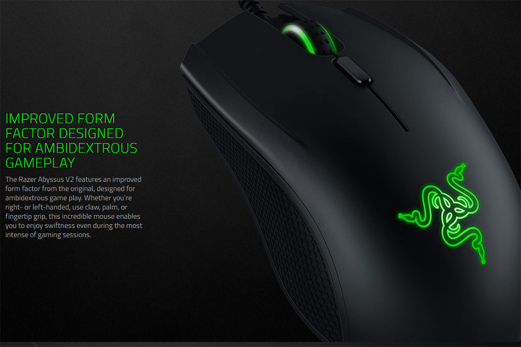 Chuột Chơi Game Có Dây Razer Abyssus V2 Essential Ambidextrous RZ01-01900100-R3A1 5000 DPI 4 Phím - Hàng Chính Hãng