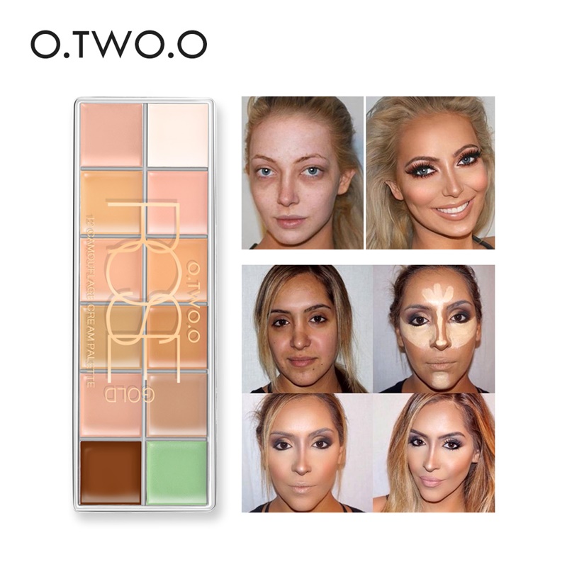Kem Che Khuyết Điểm : O.TWO.O Rose Gold 12 Camouflage Cream Palette