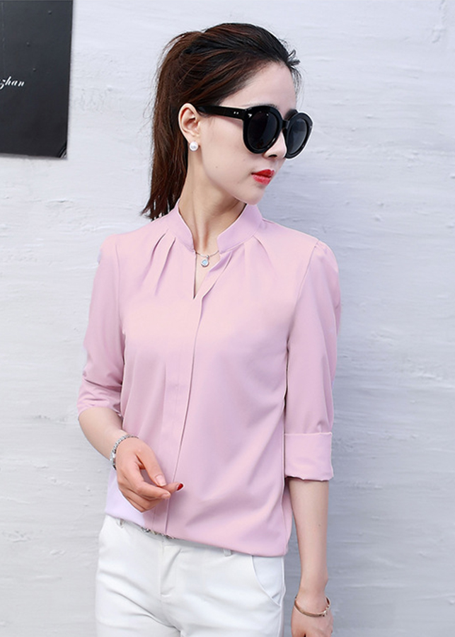sơ mi nữ tay dài cổ v sm08