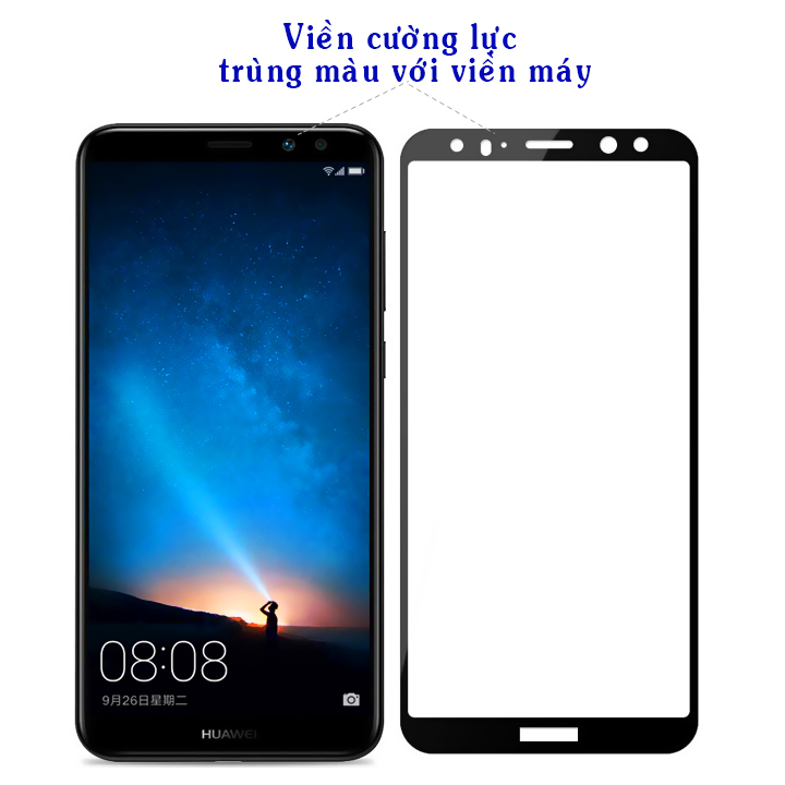 Kính Cường Lực 5D Full Màn Hình Cho Huawei Nova 2i - Màu Đen
