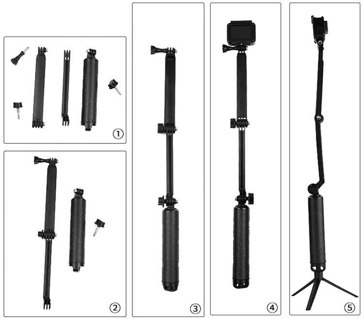 Gậy 3 Khúc Telesin Dành Cho Camera Action Gopro