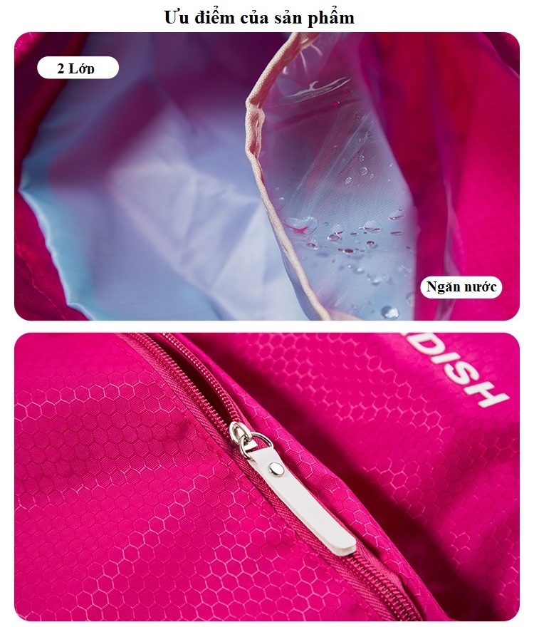 Balo du lịch đi biển chống nước FADISH 2 lớp chất liệu cao cấp, KÍCH THƯỚC 42X41X15CM ngăn nước tuyệt đối - POKI
