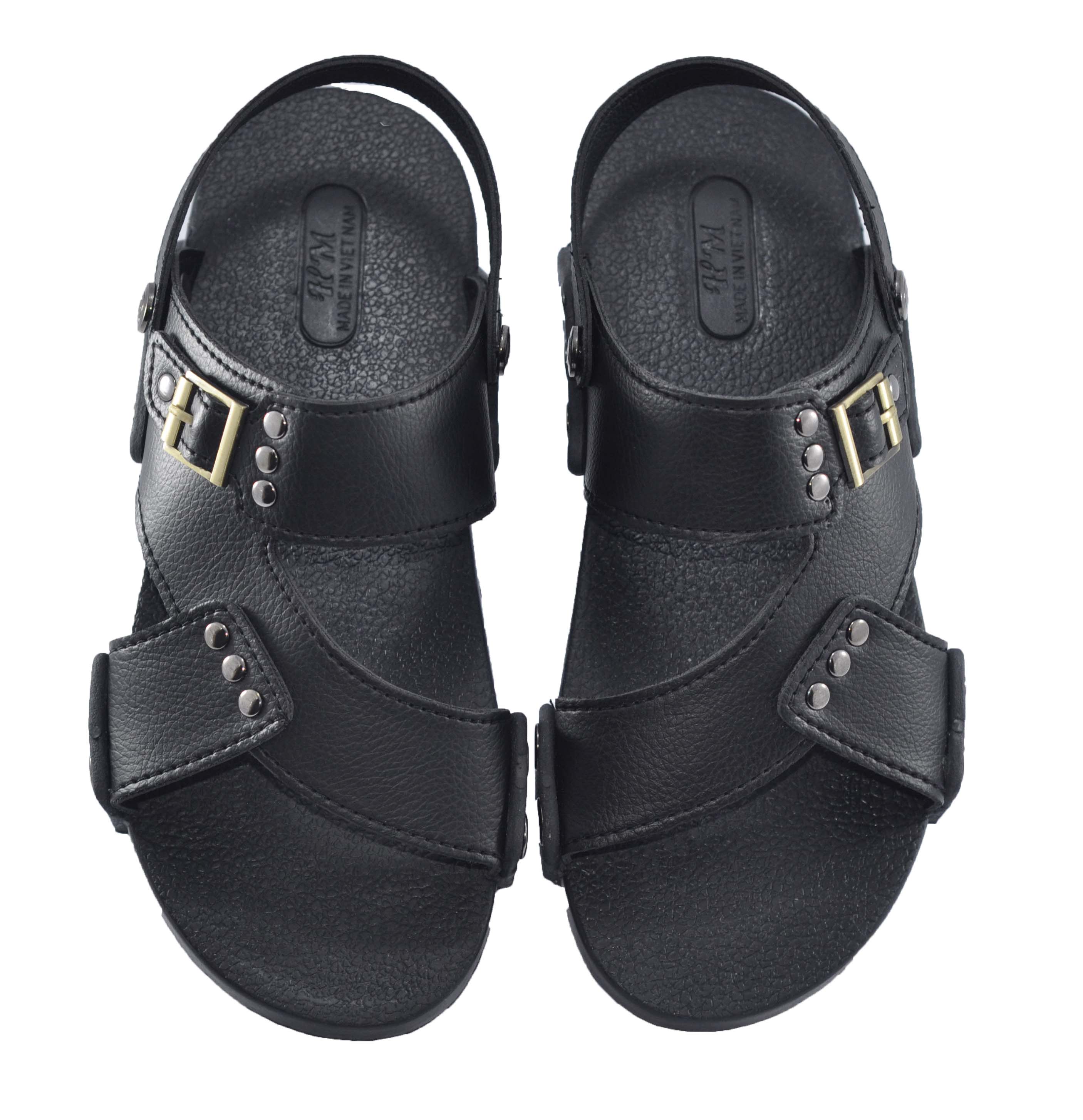 Giày quai hậu nam quai chéo da PU bền êm chân  - TPU-13A ( Đen)