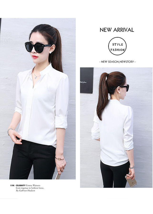 sơ mi nữ tay dài cổ v sm08