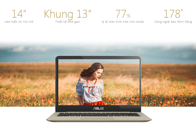 Laptop Asus VivoBook S14 S410UN-EB210T Core i5-8250U/Win10 (14 inch) - Hàng Chính Hãng (Gold)