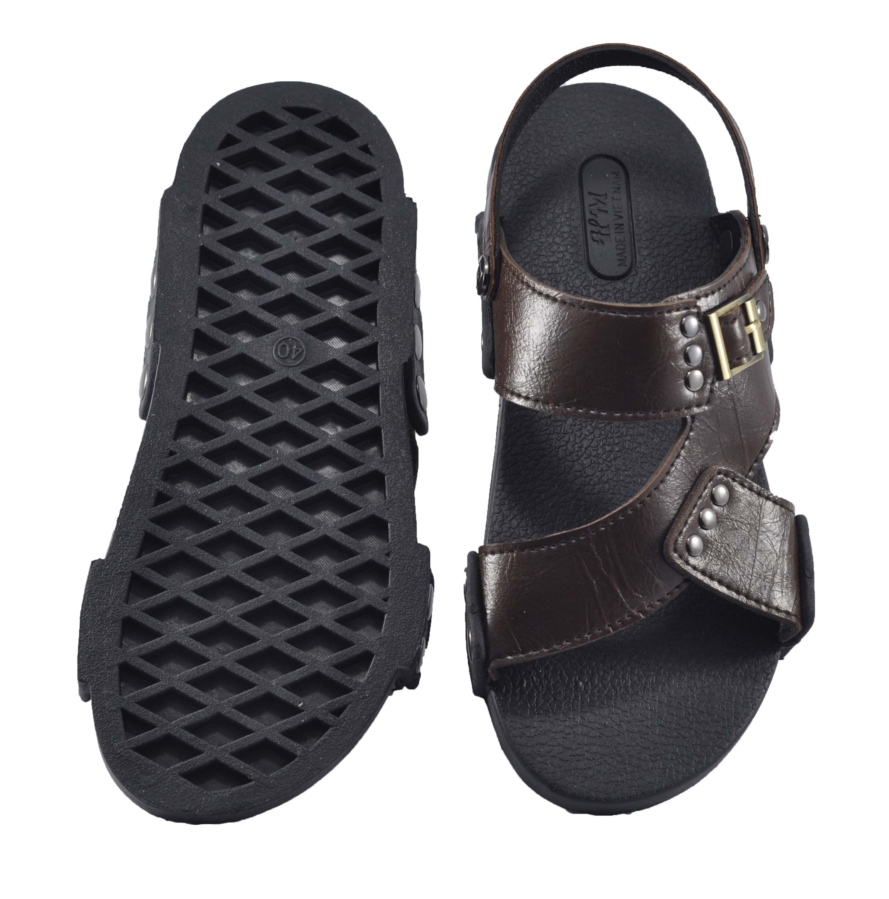 Giày sandal da PU cao cấp quai chéo - TPU-43A( Nâu )