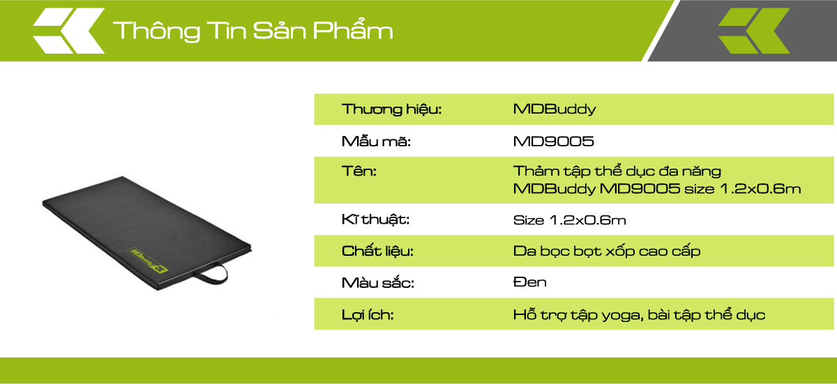 Thảm tập thể dục đa năng MDBuddy MD9005 size 1.2x0.6m