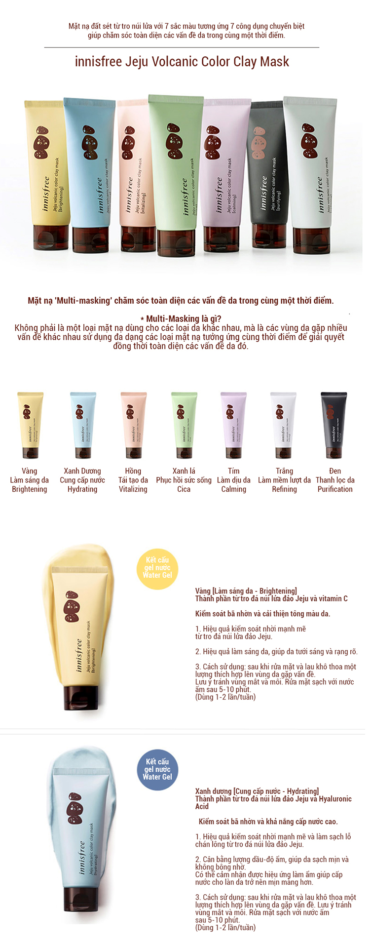 Mặt Nạ Rửa Đất Sét Làm Sáng Da Từ Đá Núi Lửa Đảo Jeju Innisfree Volcanic Color Clay Mask (Yellow) (70ml)