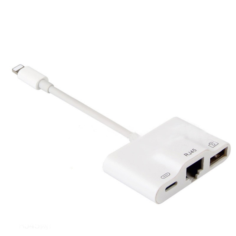 Adapter Lightning Ethernet cổng Lan RJ45 và Hub USB (kết nối bàn phím rời và OTG ) cho iPhone/ iPad