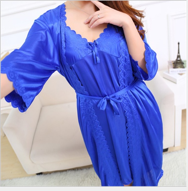 Set váy ngủ kèm áo choàng phi lụa mềm mát, nhẹ nhàng (có nhiều màu)