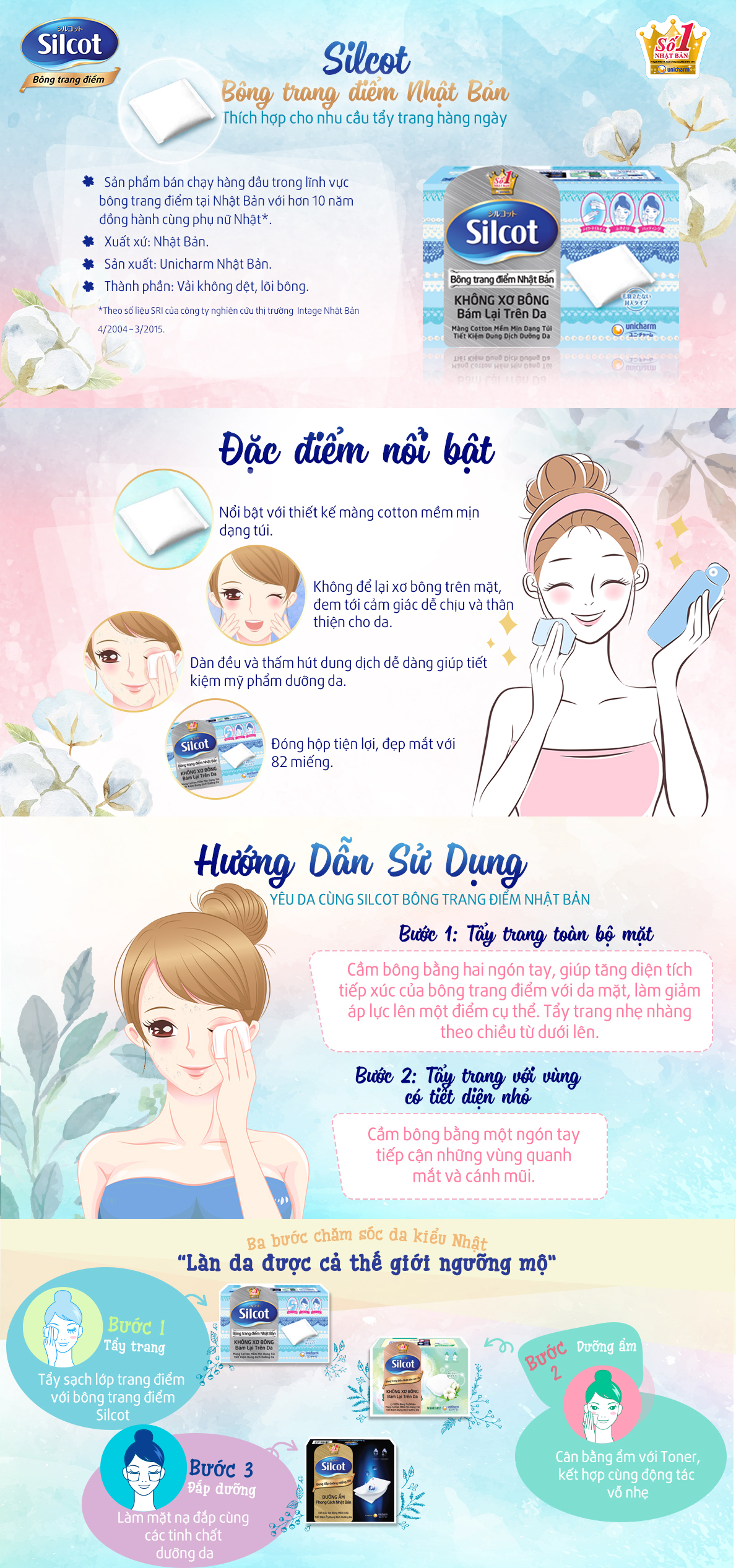 Bộ 2 Hộp Silcot Bông Trang Điểm (bông tẩy trang) Nhật Bản (82 Miếng/Hộp)