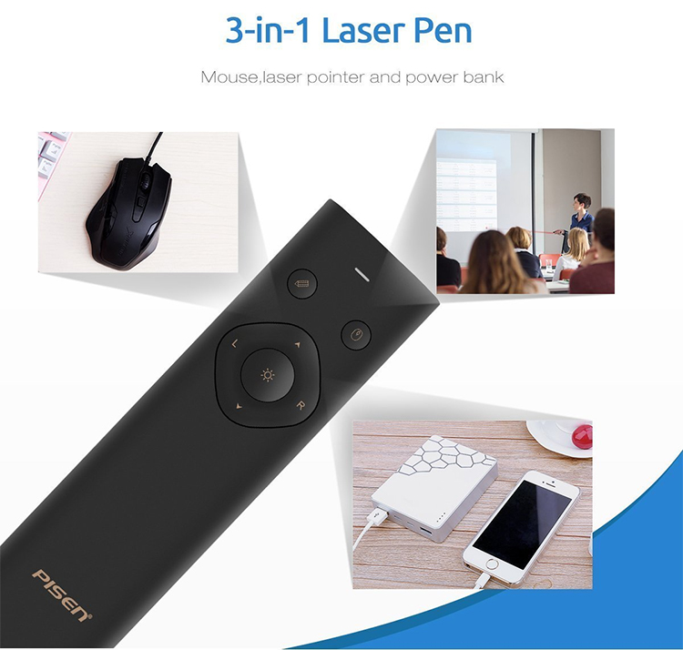 Bút Trình Chiếu Pisen Air-Mouse Laser ChargingPen II 2500mAh - Hàng Chính Hãng