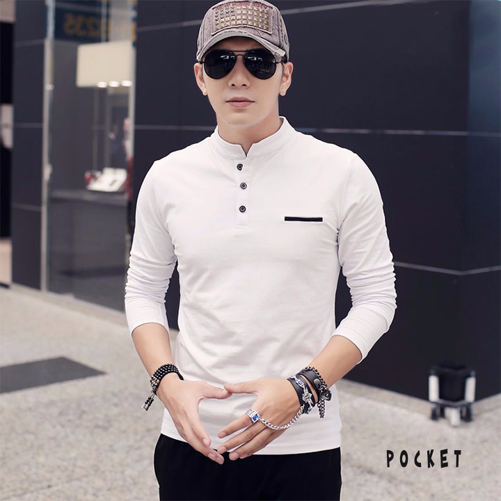 Áo Thun Dài Tay Cổ Trụ Pocket