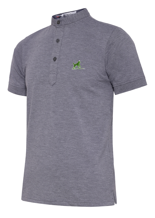 Áo thun nam Polo cổ trụ Henley phong cách PG012 (xanh đen)