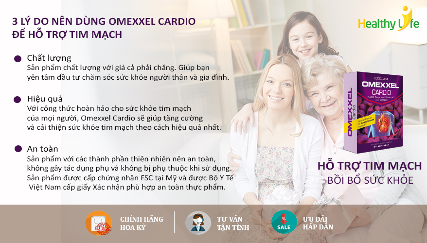 Thực Phẩm Chức Năng Viên Uống Hỗ Trợ Tim Mạch Omexxel Cardio (30 Viên)