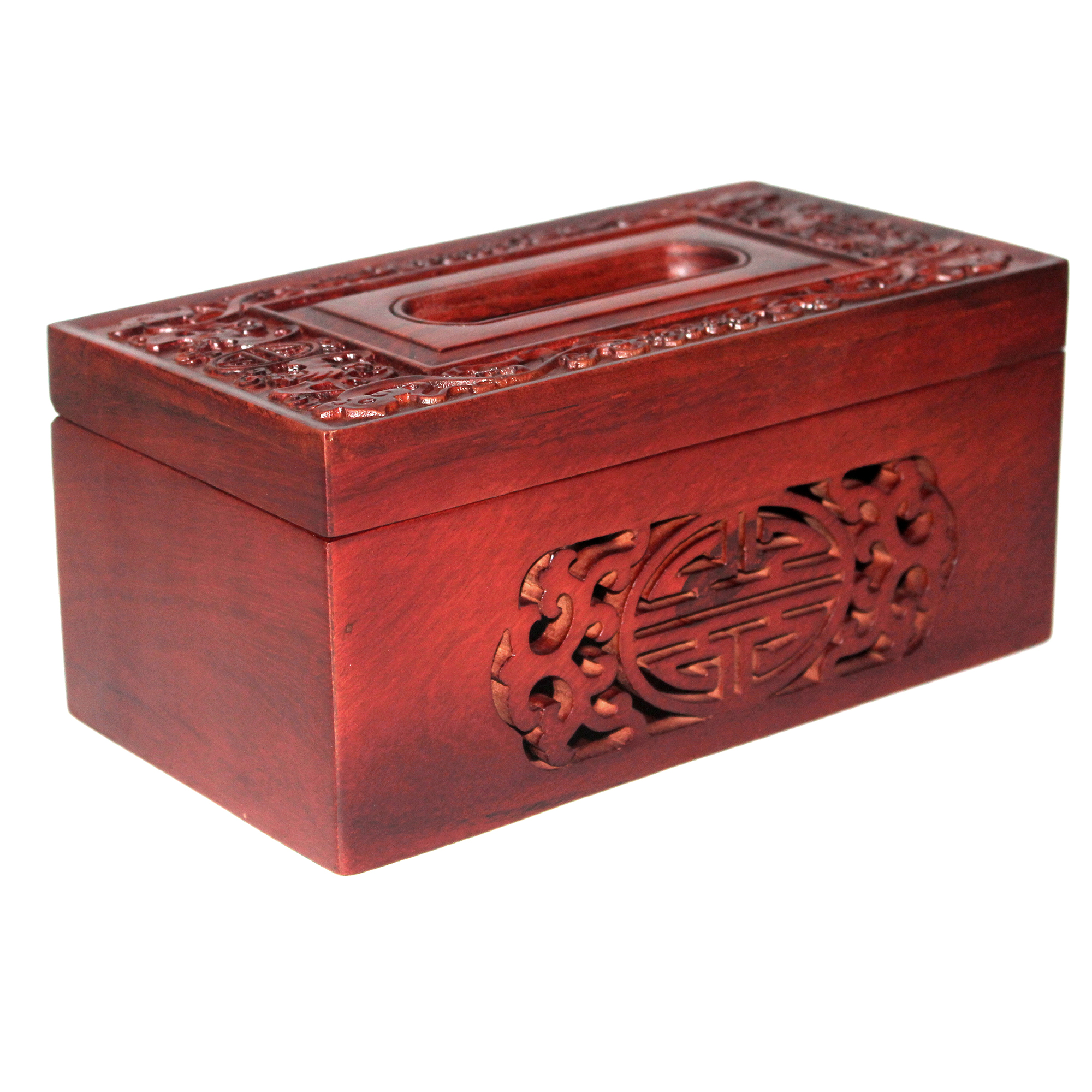 Hộp giấy ăn gỗ hương chạm kapi k603