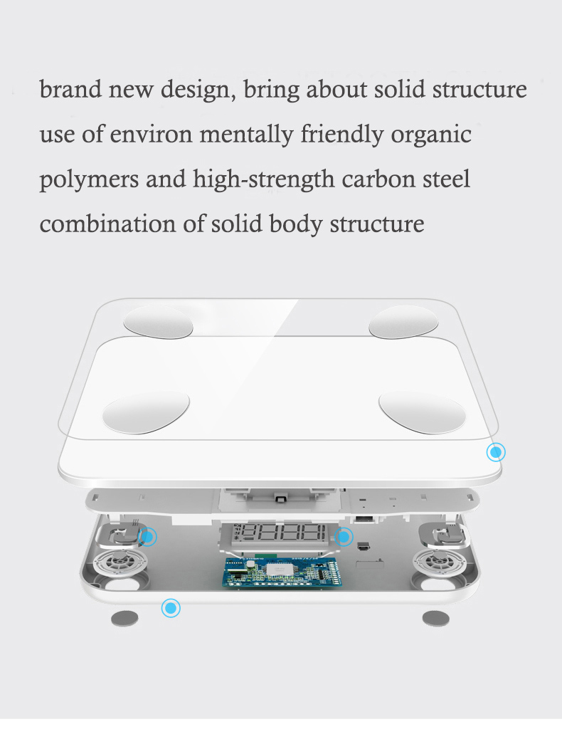 Cân Điện Tử Đo Lượng Mỡ Cơ Thể ICOMON i9u Có Cổng USB Điều Khiển Bằng Bluetooth và Ứng Dụng Trên iOS, Android - Trắng