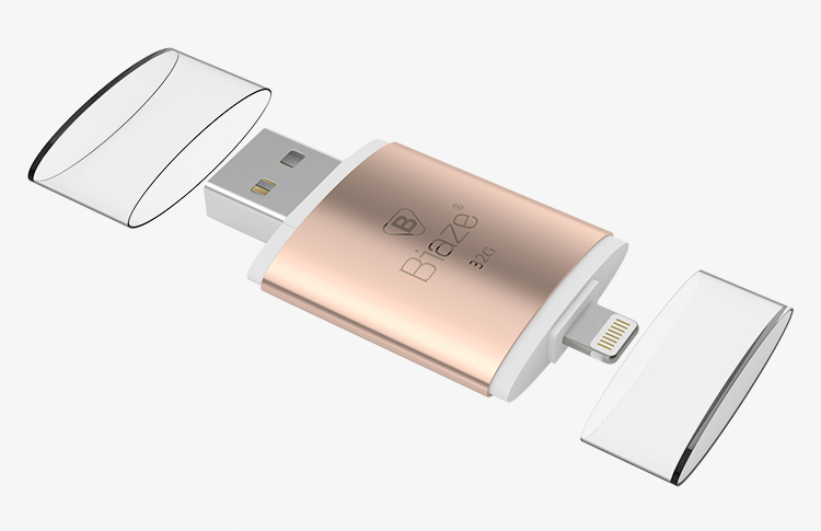 USB 32GB Hai Đầu (Micro + USB) Hỗ Trợ Lưu Trữ Cho iPhone 8/ X/7/ 6s/ 6+/ iPad Mini/ iPad Air - BIAZE U2 - Vàng Hồng