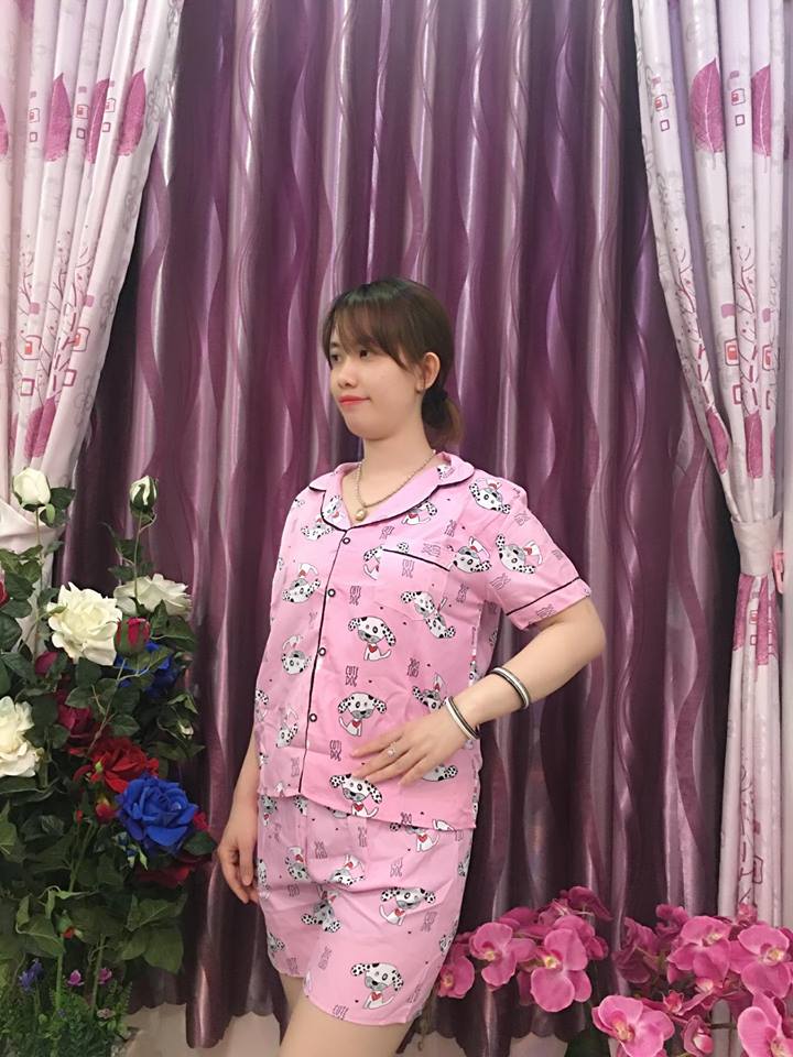 Bộ Ngắn Mặc Nhà Pijama Thái (Free Size) Vải Kate Họa Tiết Bò Sữa Pijama3107 - Xanh lá cây nhạt