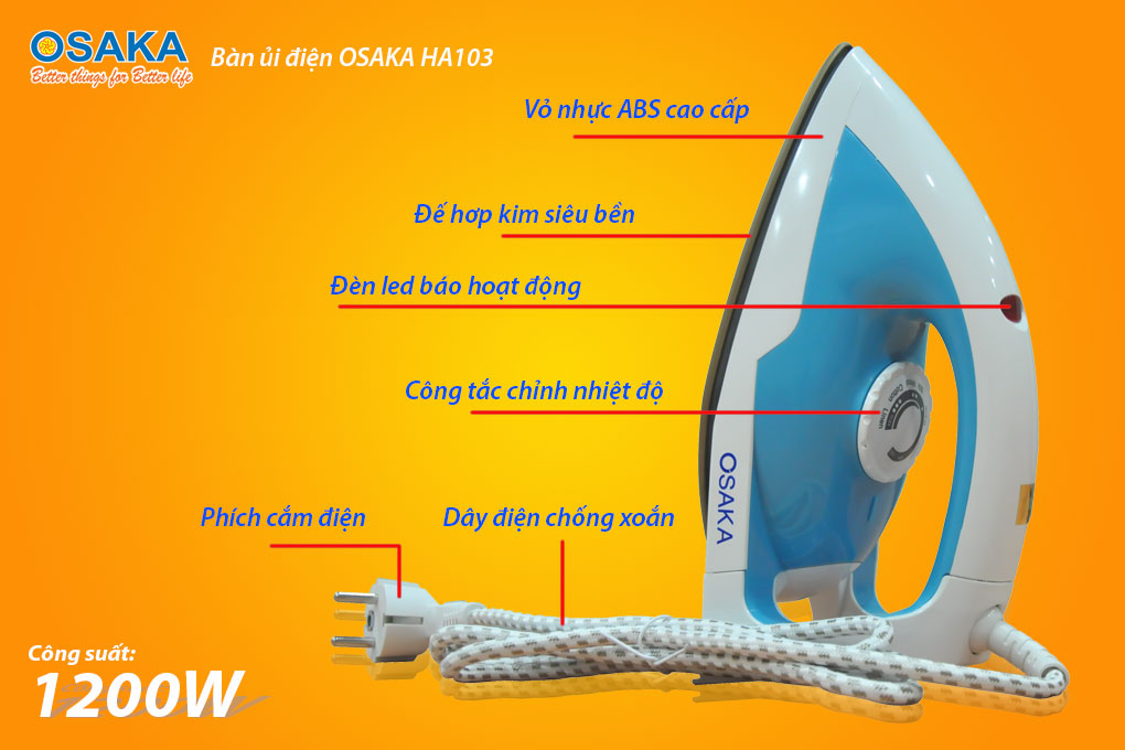 Bàn Ủi Khô Osaka HA103 (1200W)