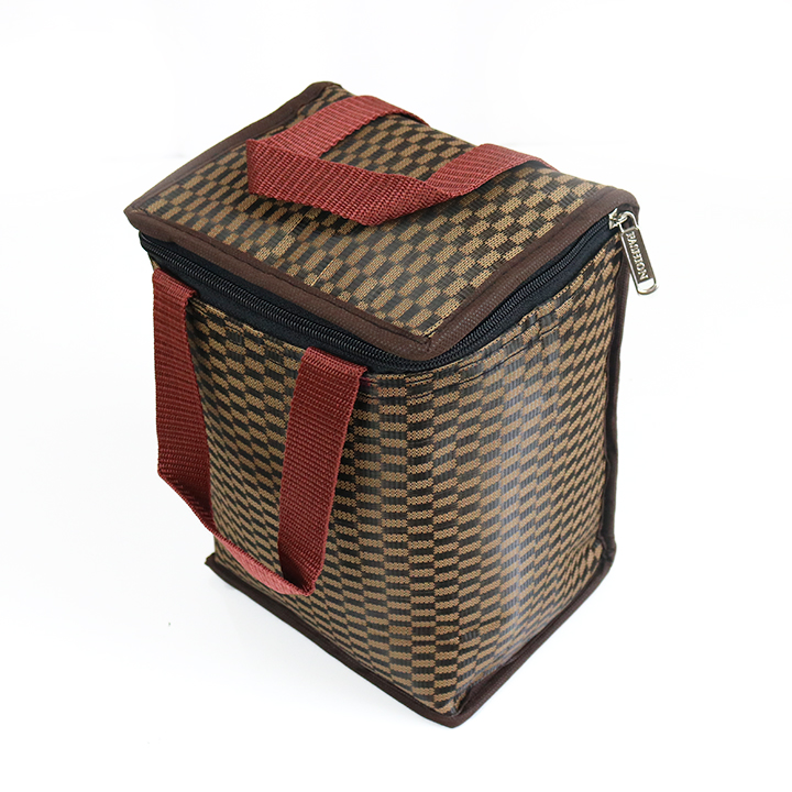 Túi giữ nhiệt kiểu đứng caro nâu đen mới