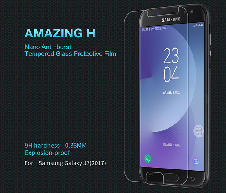 Miếng Dán Cường Lực Samsung Galaxy J7 Pro Độ Cứng 9H Nillkin - Hàng Chính Hãng