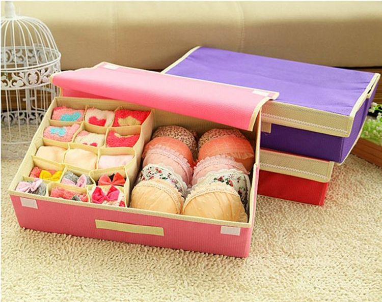 Hộp Đựng Đồ Lót 16 Ngăn Khung Cứng Có Nắp Đậy