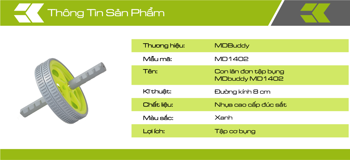 Con lăn đơn tập bụng MDBuddy MD1402