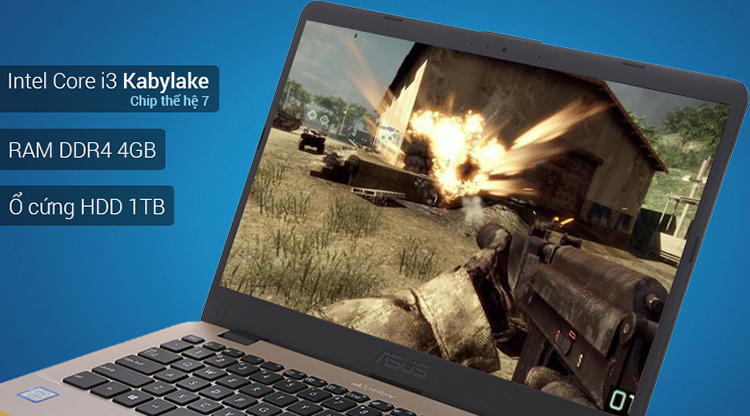 Laptop Asus Vivobook 14 X405UA-EB785T Core i3-7100U/Win10 (14 inch) - Hàng Chính Hãng (Gold)