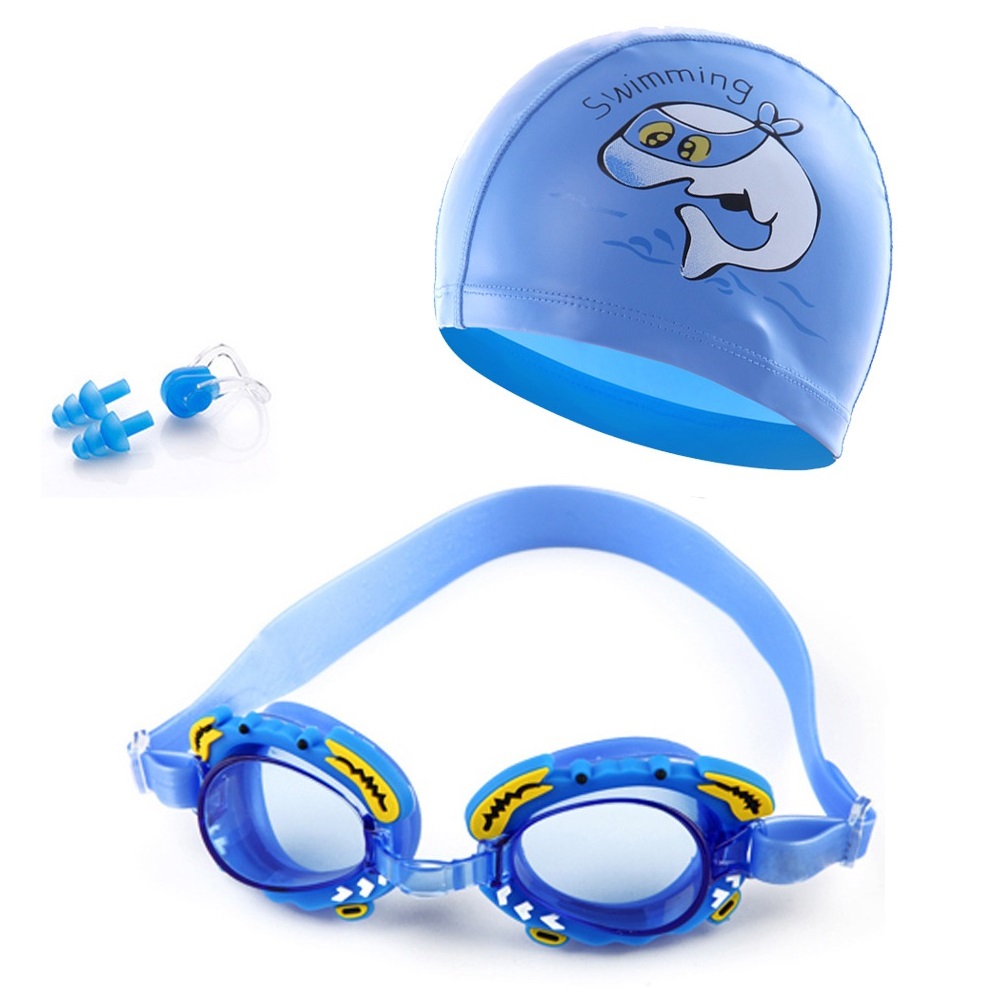 Bộ kính bơi trẻ em 4700 gồm Mũ bơi, Bịt tai kẹp mũi, đồ bơi cho bé thời trang cao cấp - POKI