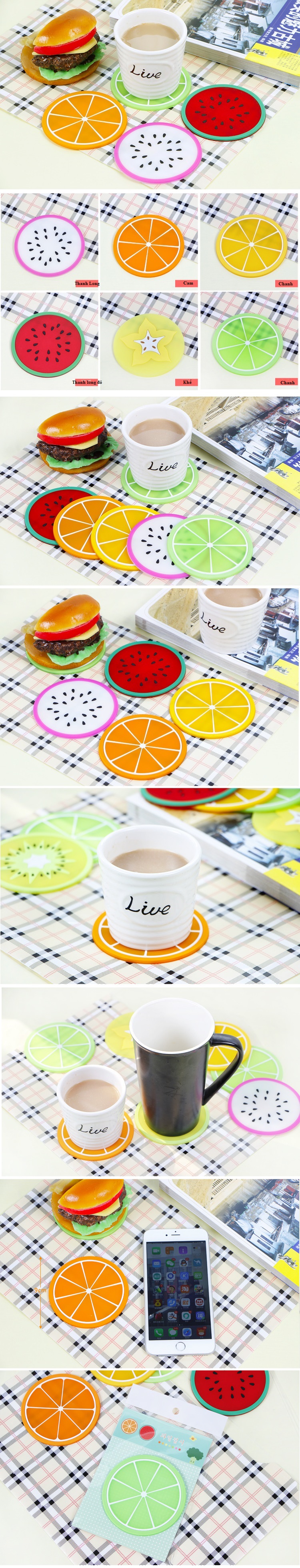Bộ 6 Miếng Lót Cốc Hình Trái Cây (Mầu Ngẫu Nhiên)