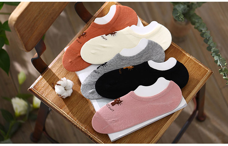 BEJIROG Women's Breathable Cotton No-Show Socks 5pcs, Assorted Colors