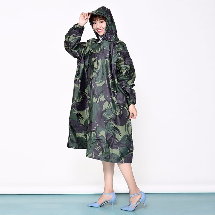 Áo mưa họa tiết lính không xẻ tà 2016