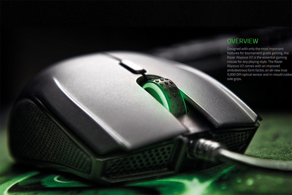 Chuột Chơi Game Có Dây Razer Abyssus V2 Essential Ambidextrous RZ01-01900100-R3A1 5000 DPI 4 Phím - Hàng Chính Hãng