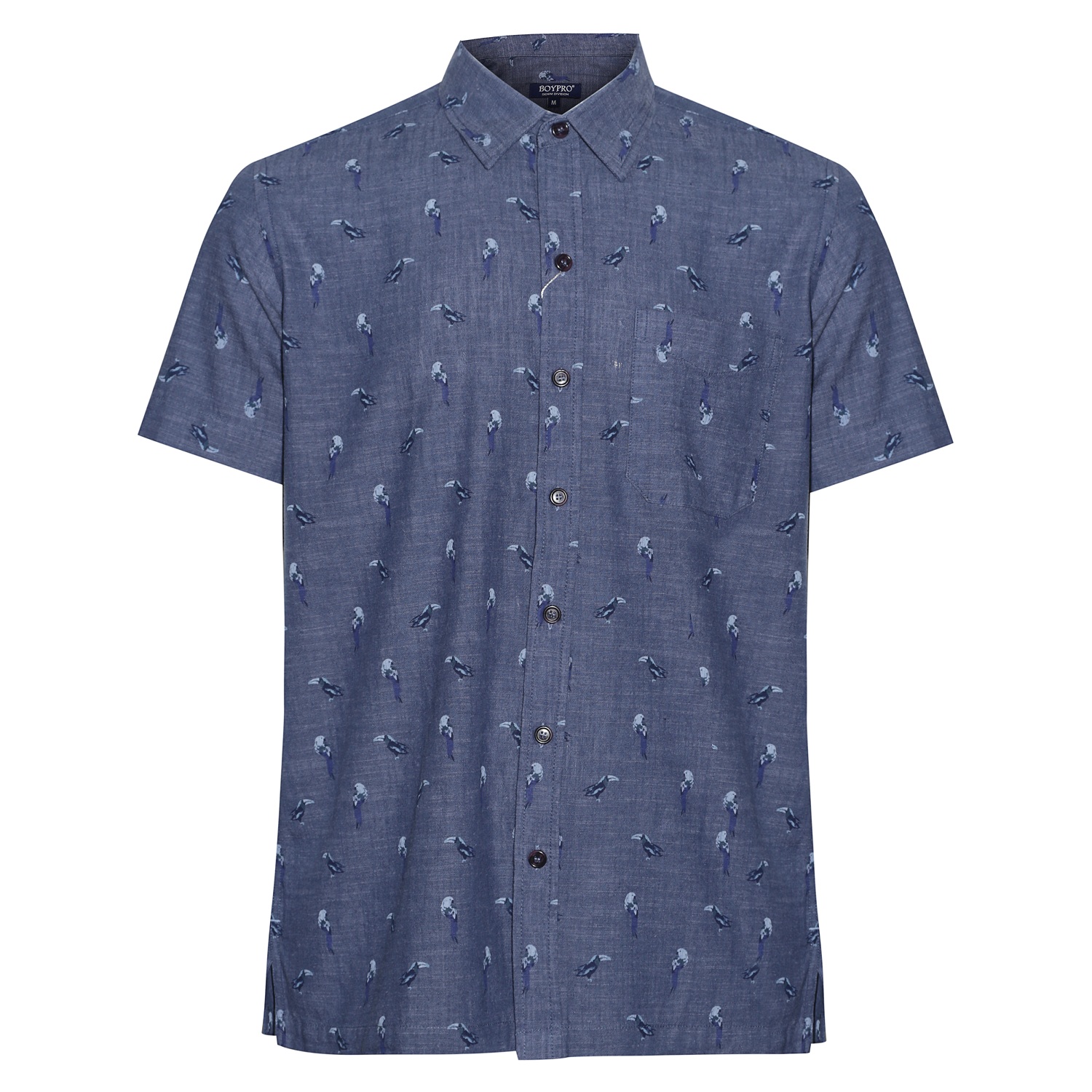 Áo sơ mi jean họa tiết cao cấp SMJ04 xanh họa tiết