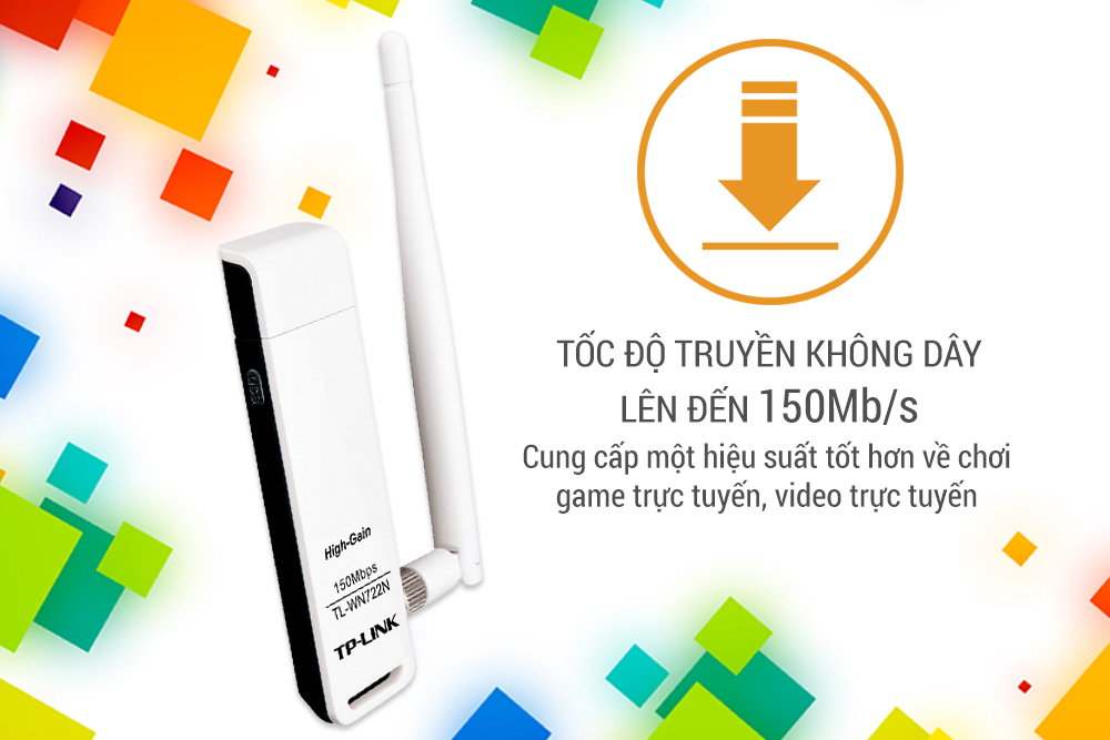 TP-Link  TL-WN722N - USB Wifi (high gain) tốc độ 150Mbps