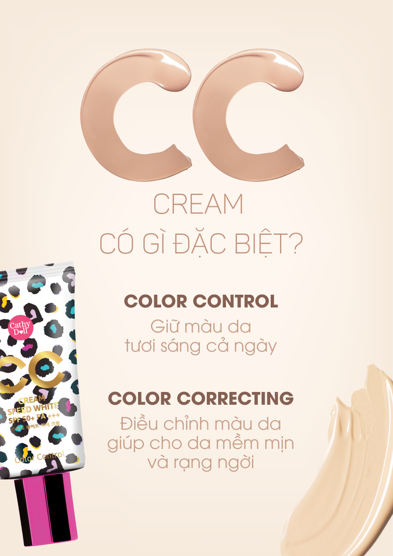 Kem Nền Trắng Da Cathy Doll Speed White CC Cream SPF50+ PA+++ (50g) 