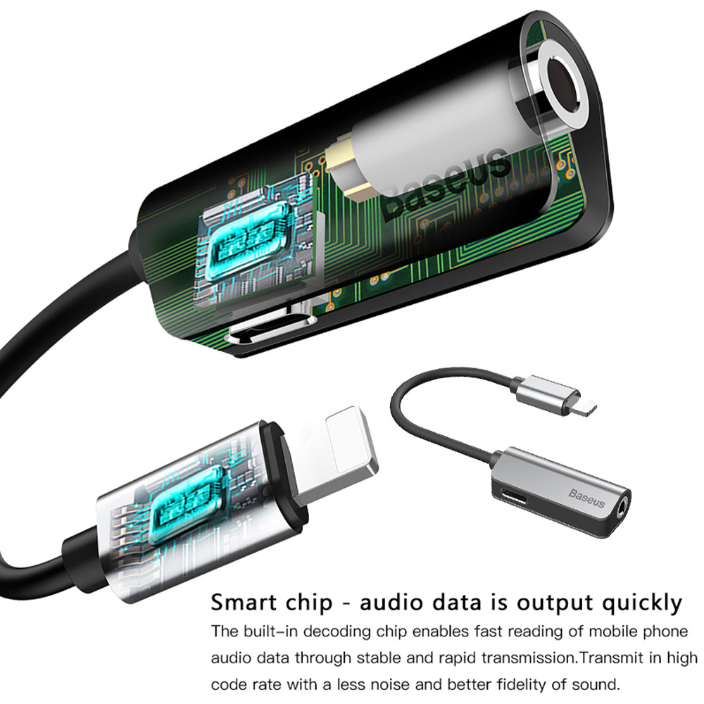 Bộ Kết Nối Tai Nghe Và Sạc Lightning Baseus 3.5mm Dành Cho Iphone X/7/8 Plus - Đỏ