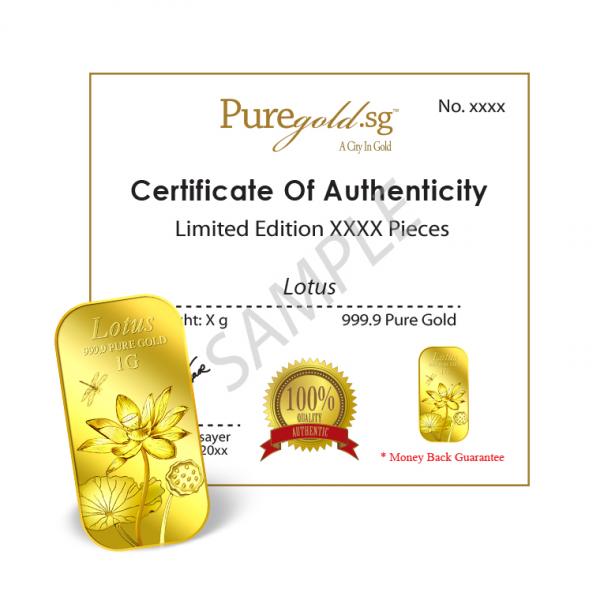 PUREGOLD miếng vàng hình hoa sen 1G - vàng nhập khẩu Singapore