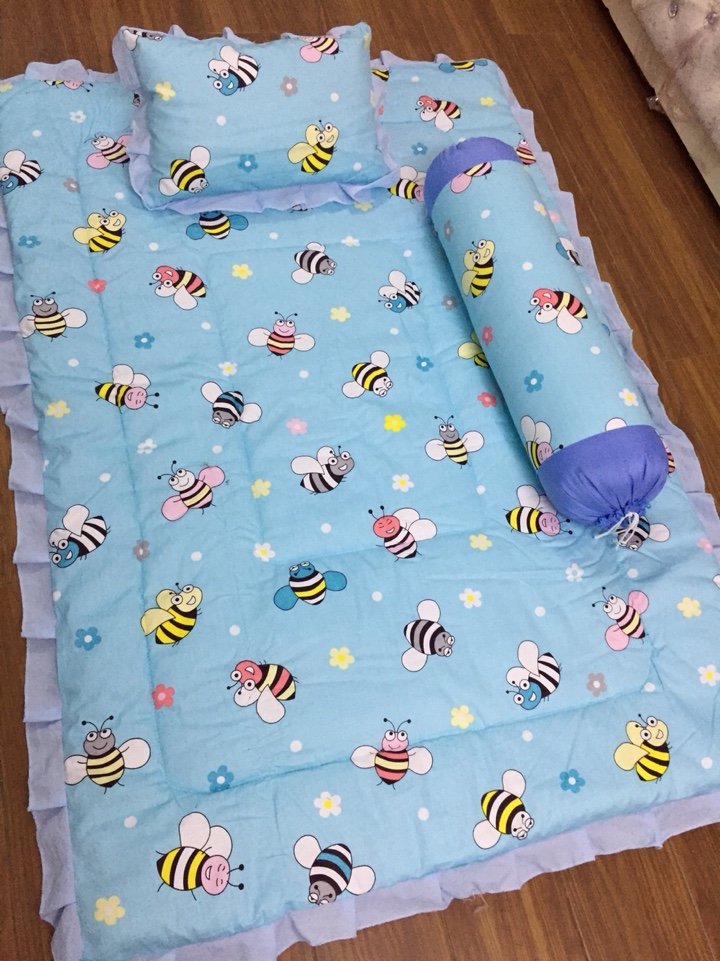 Set chăn gối trẻ em mẫu giáo cottn đũi
