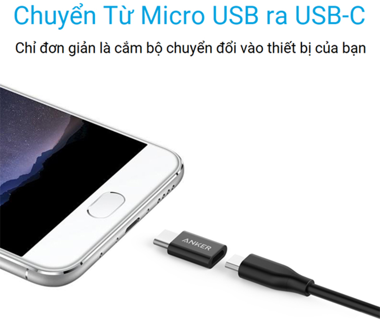 Bộ 2 Đầu Chuyển Đổi Từ Micro USB ra USB-C Anker B8174 - Hàng Chính Hãng